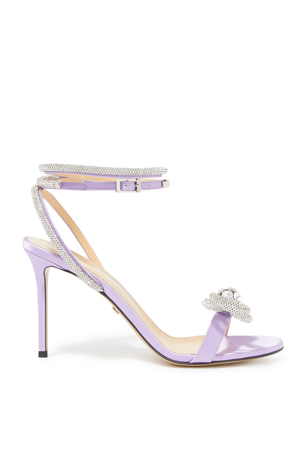 Double-Bow 95 Satin Sandals